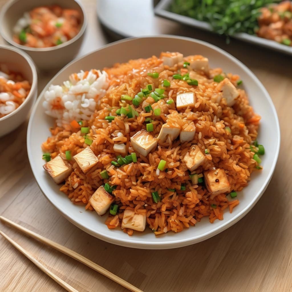 Kimchi Fried Rice with Tofu