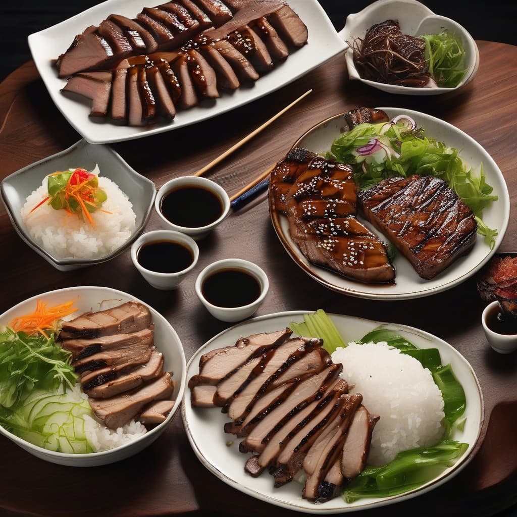 Chicken, Beef & Pork Combo Plate